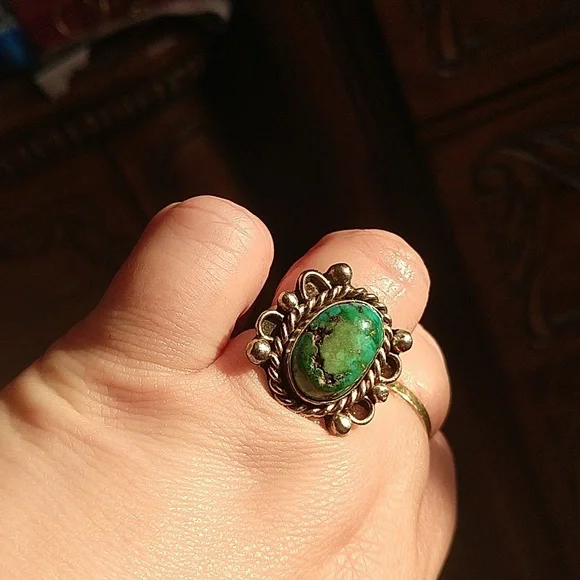 Native American sterling silver 925 turquoise ring vintage - Picture 3 of 13